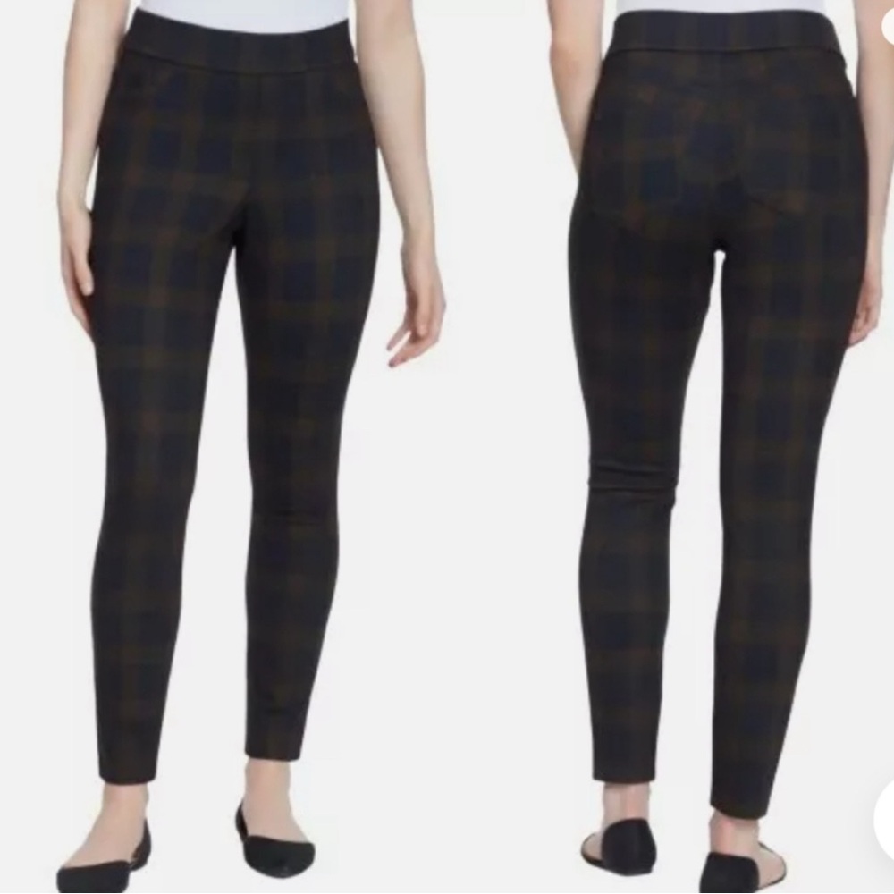 Nine West Black and Brown Plaid Ponte Skinny Pant - XXL